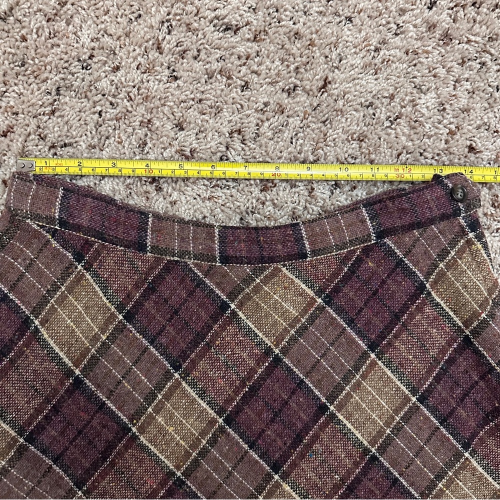Vintage 60s/70s Purple Tan Plaid Tweed A-Line Midi Skirt Women's Size S/M Retro - Picture 15 of 16